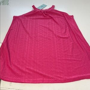 Wiholl Small Pink Sleeveless High Neck Eyelet Cut Outs Shift Dress